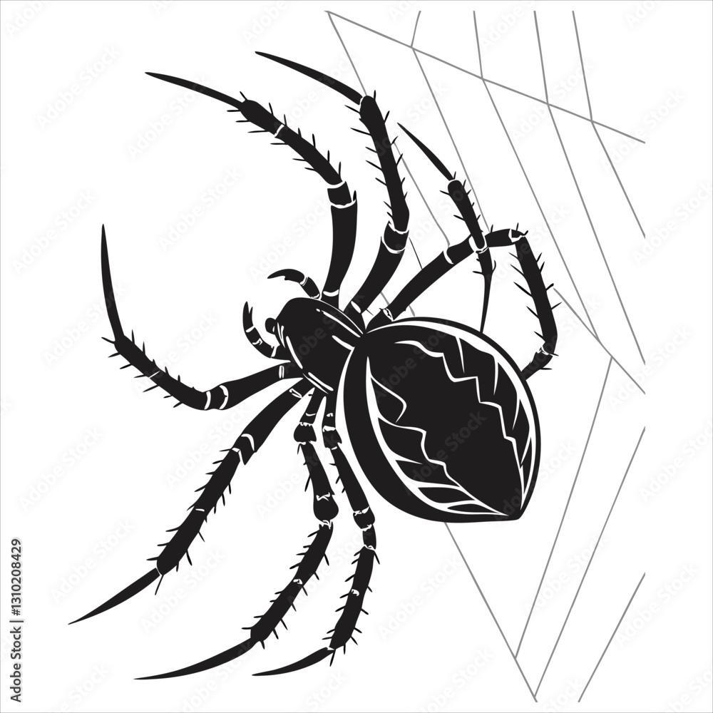 Obraz premium silhouette spider on white background 