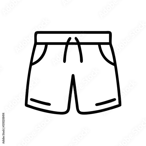 Shorts icon in black outline, summer fashion concept