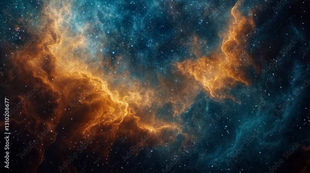 Fototapeta premium A huge galaxy and a nebula in deep space - a stunning space background with stars, an infinite universe. Galaxy and Nebula. 