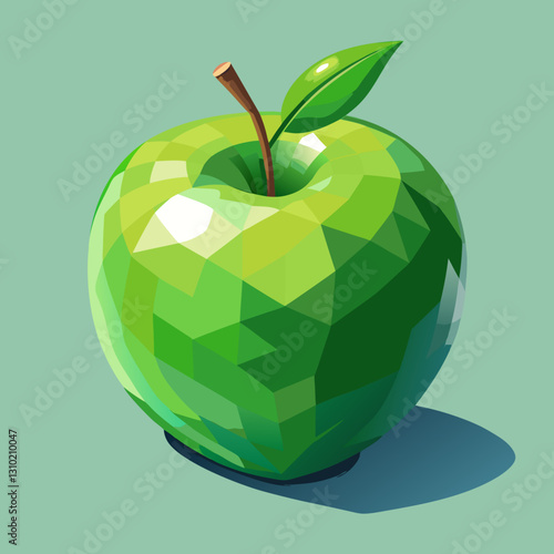 Vibrant green apple illustration with a glossy finish against a soft background
