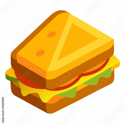 Vibrant yellow cheese slice with holes on a white background