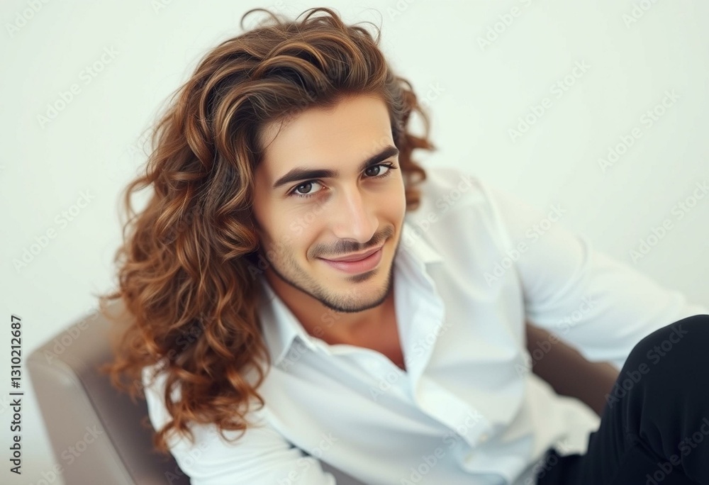 Naklejka premium Portrait of a man with long hair