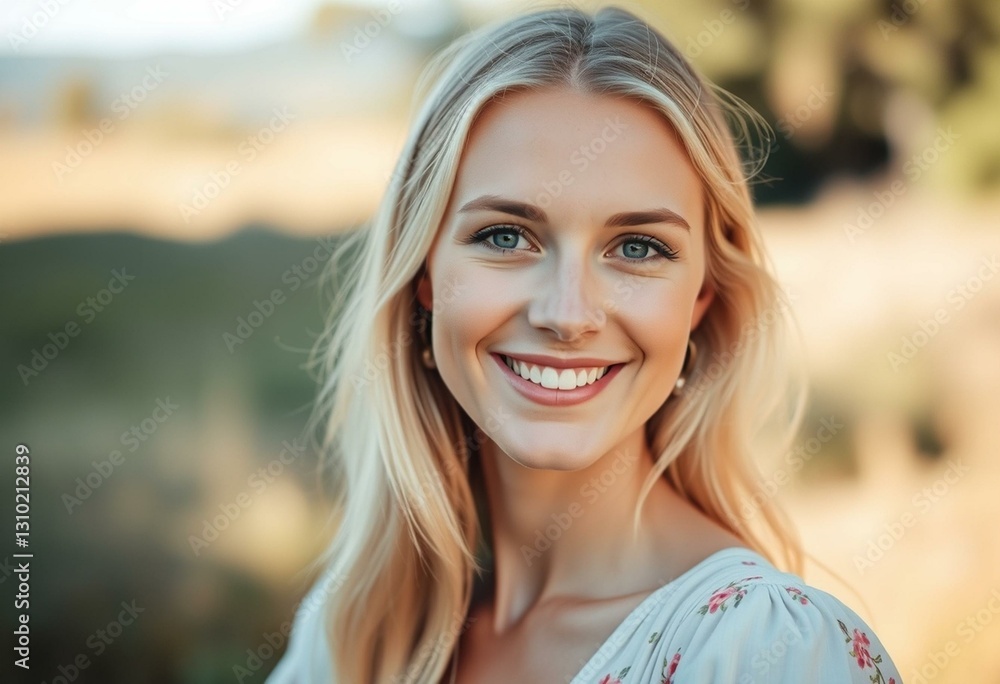 Serene, natural portrait of a happy Nordic blonde woman Serene, natural portrait of a happy Nordic blonde woman