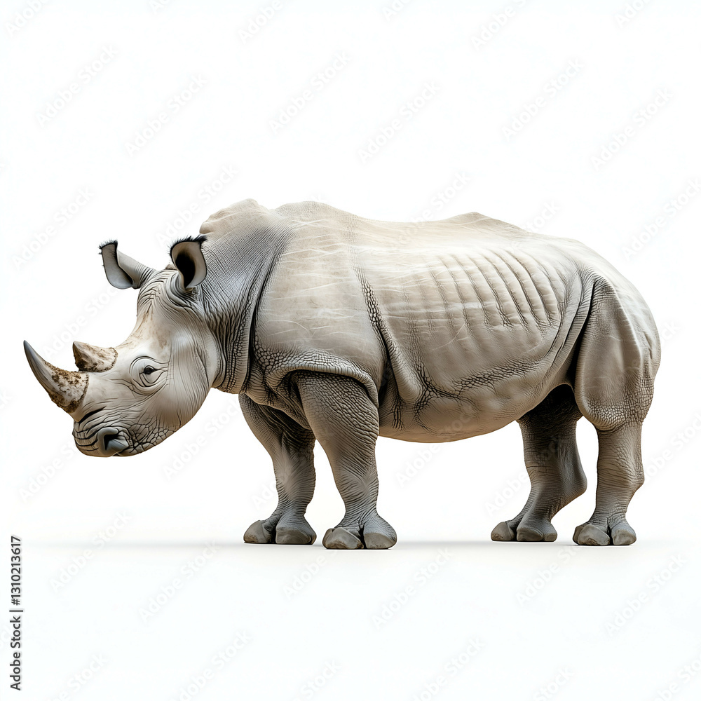 Fototapeta premium <Rhinoceros 3D Model Sculpture: Realistic Wildlife Art for Safari Decor and Environmental Conservation Awareness>
