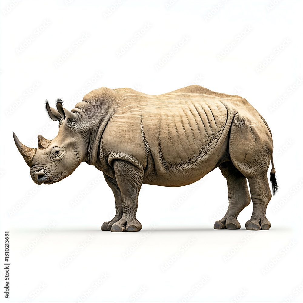 Fototapeta premium Endangered Wildlife: The Powerful Build and Profile of the Wild Rhino