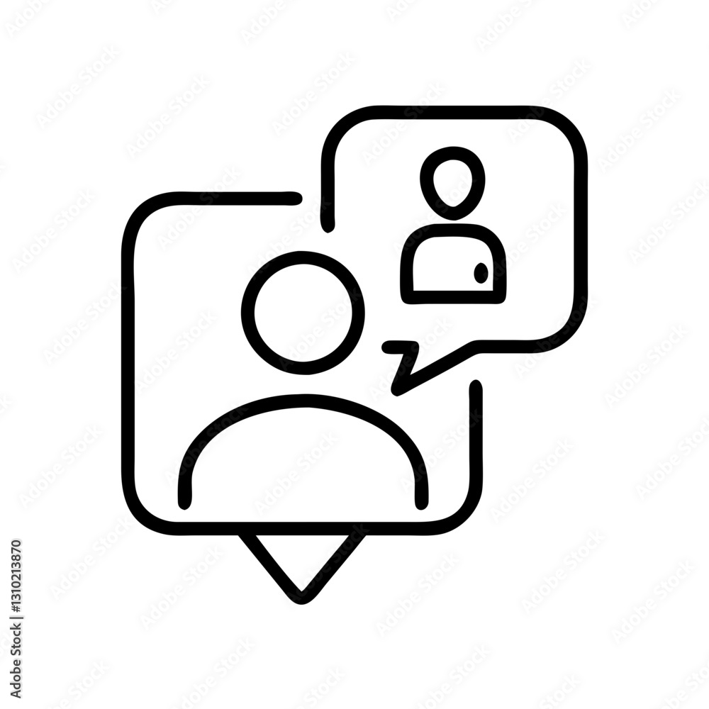 User interaction icon expressing communication through chat bubbles concept User interaction icon expressing communication through chat bubbles concept
