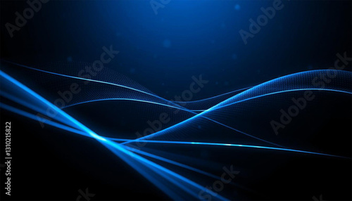 Futuristic technology background with dynamic wave patterns and glowing lines