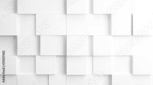 Fototapeta Naklejka Na Ścianę i Meble -  Abstract white geometric wall with 3d square patterns
