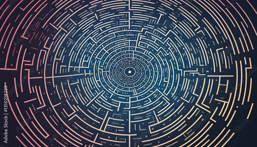 Fototapeta premium Abstract circular maze design with intricate pathways and gradients