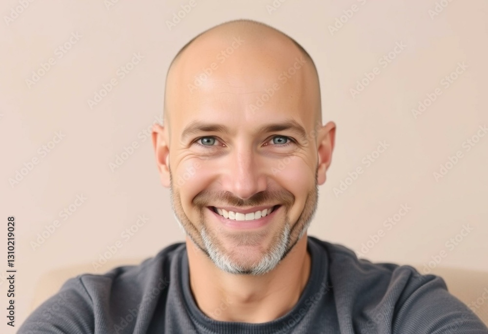 Fototapeta premium Portrait of a bald man with a friendly smile