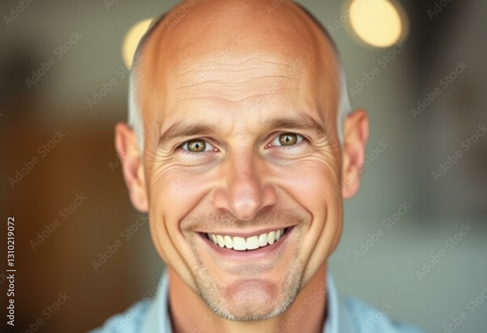Obraz premium A portrait of a bald man with a warm smile