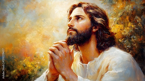 Easter, Jesus Christ praying in the Garden of Gethsemane, oil painted, crucifixion of jesus christ themed