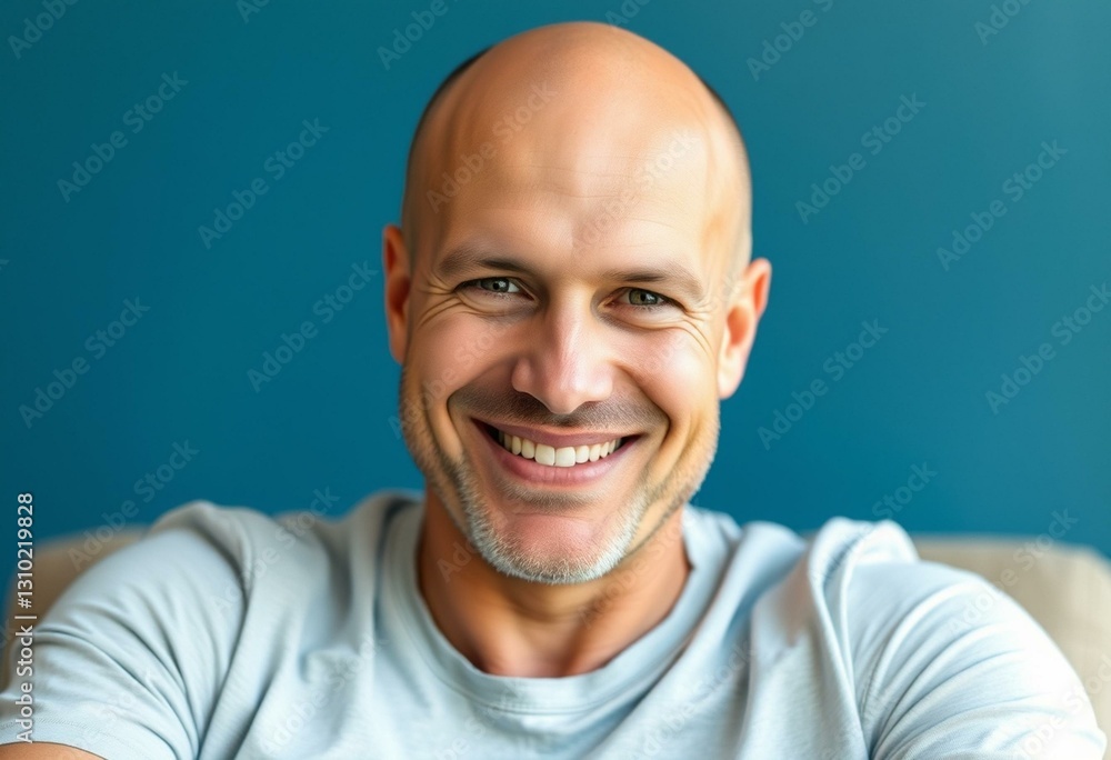 Obraz premium Bald man with a warm and friendly smile