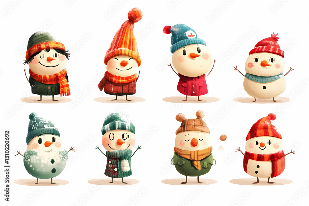 Seasonal character collection with mixed emotional expressions Seasonal character collection with mixed emotional expressions