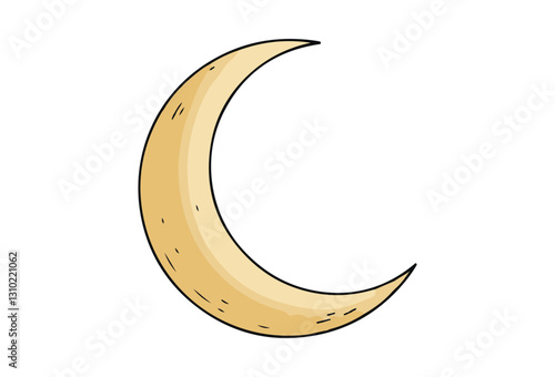 Waxing Crescent Moon vectors, A high-quality crescent moon icon featuring a half-moon with stars. Representing the phases of the moon, it illustrates either a waning or waxing crescent.