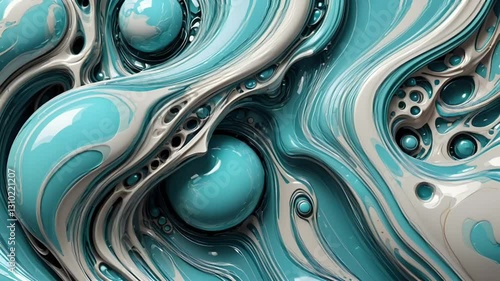 Wallpaper Mural A captivating abstract composition, dominated by blue and creamy white Torontodigital.ca