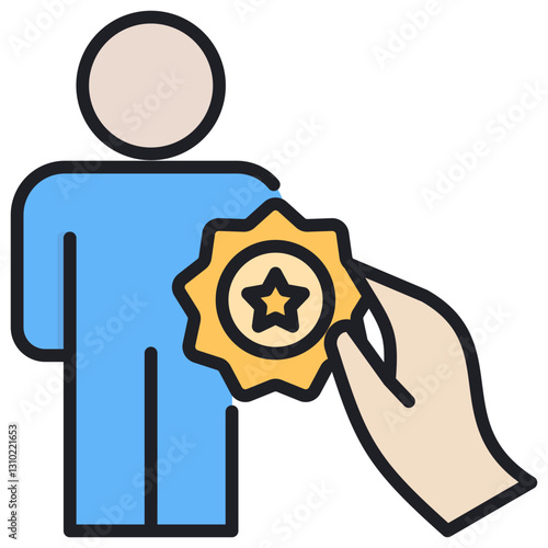 Employee Recognition Lineal Color Icon