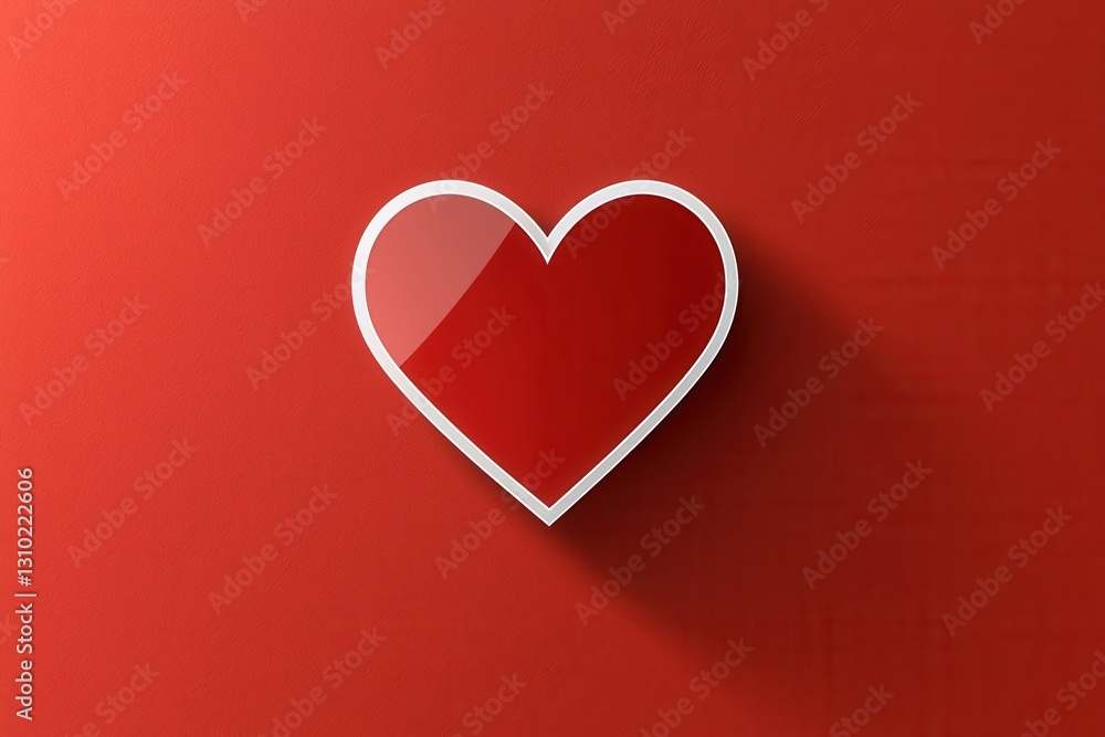 Red textured heart with white outline on a gradient red background Red textured heart with white outline on a gradient red background