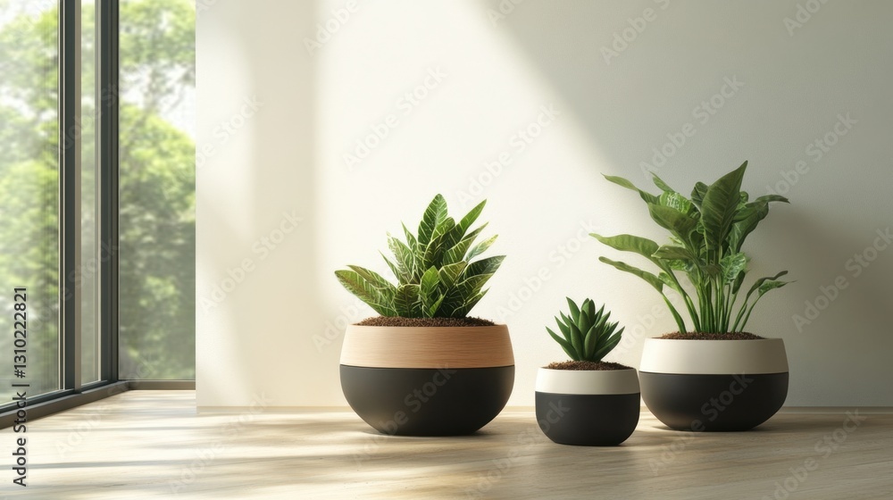 Fototapeta premium Indoor Plants in Modern Living Room