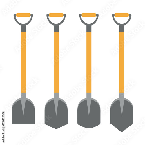 Set of shovels. Shovel icons. Isolated vector illustration in flat style.