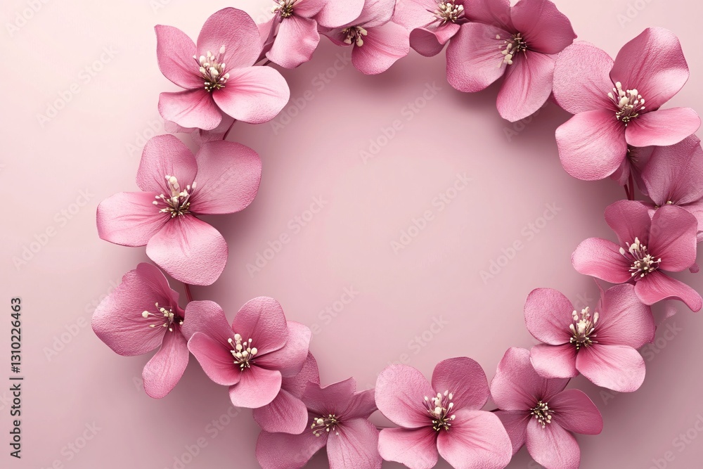 Floral wreath arrangement soft pink background decorative art aesthetic design close-up view nature inspired Floral wreath arrangement soft pink background decorative art aesthetic design close-up view nature inspired