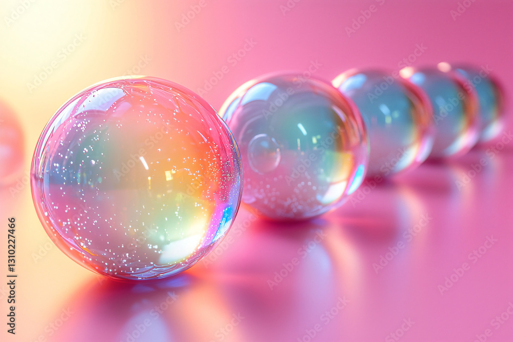 abstract glossy bubbles isolated on a rainbow empty background abstract glossy bubbles isolated on a rainbow empty background