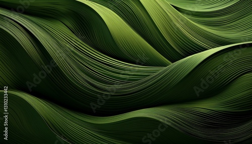 horizontal banner with waves modern waves background illustration with dark green olive drab and very dark green color