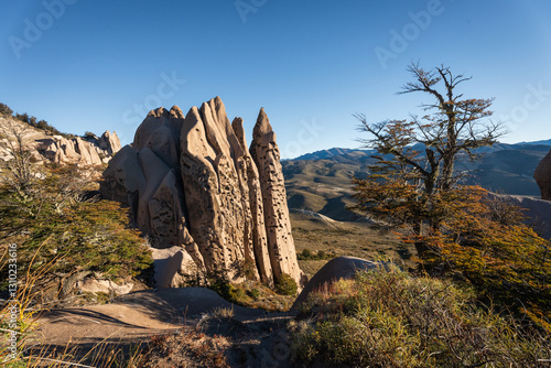 Beautiful rare rock formations in La Buitrera in Bariloche.