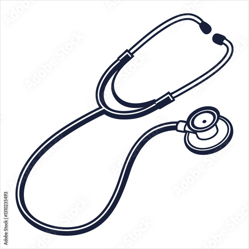 silhouette stethoscope solid icon on white background 