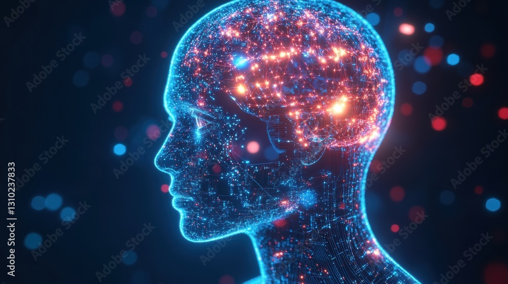 Cybernetic Human Head with Luminous AI Circuits Ultra Cybernetic Human Head with Luminous AI Circuits Ultra