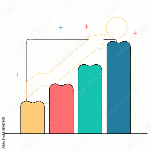 Growth chart icon showing positive trend in data analysis concept