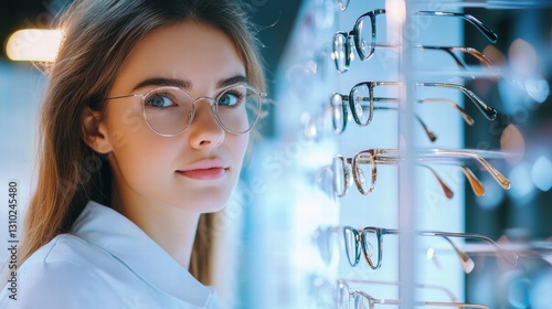 Optician Assisting Customer with Glasses Selection - Image U