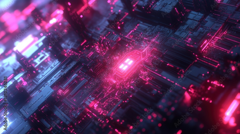 Fototapeta premium Quantum AI Chip Enhancing Human Cognitive AbilitiesJPEG