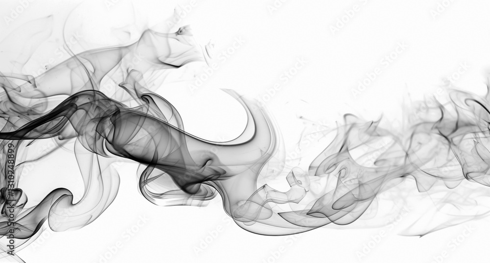Fototapeta premium black smoke or fog isolated on white background.