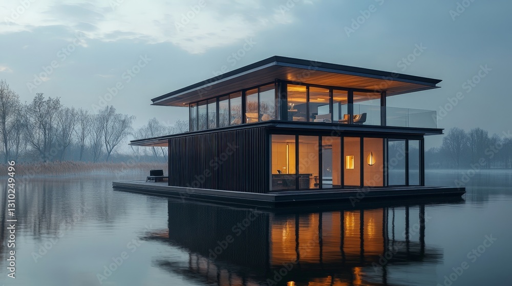 Modern Container Home on Water with Sunset View and Spacious Interior Modern Container Home on Water with Sunset View and Spacious Interior