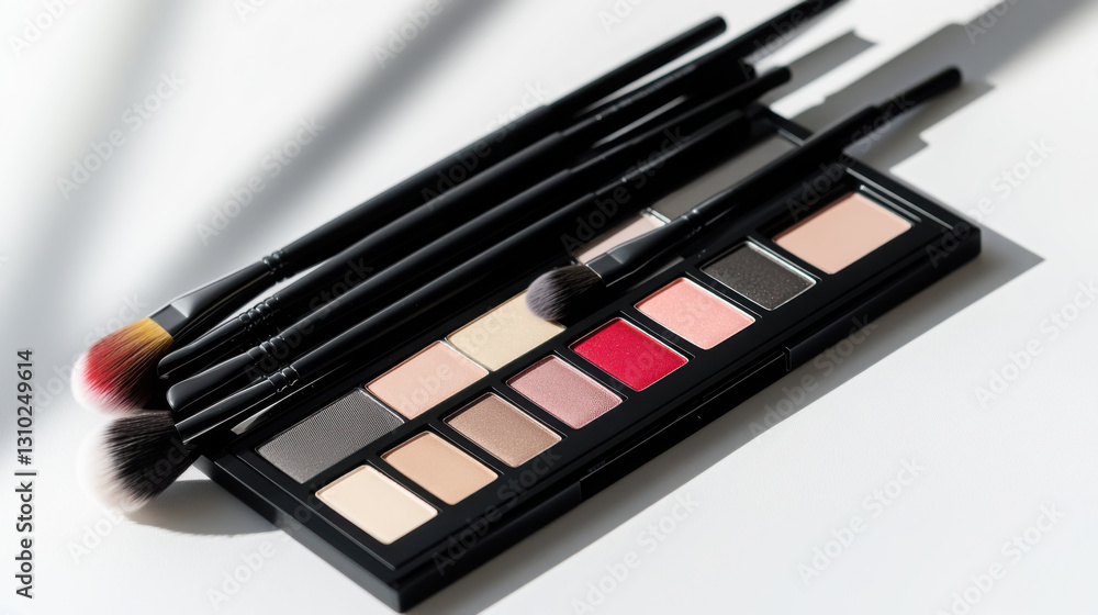 Elegant makeup essentials: eyeshadow palette and brushes for creative beauty looks Elegant makeup essentials: eyeshadow palette and brushes for creative beauty looks
