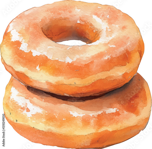 hand-drawn watercolour vector donuts