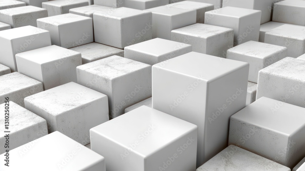 White Cubes, Abstract Background, 3D Render, Design White Cubes, Abstract Background, 3D Render, Design
