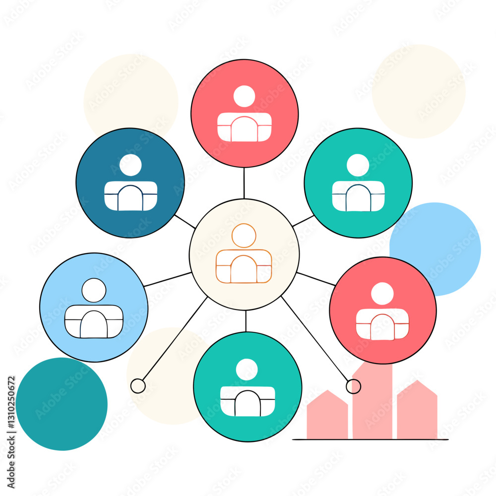 Social Growth Icon illustrating connection among people, networking concept Social Growth Icon illustrating connection among people, networking concept