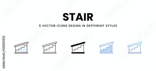 Stair vector icons set stock illustration.