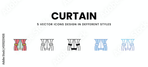 Curtain vector icons set stock illustration.