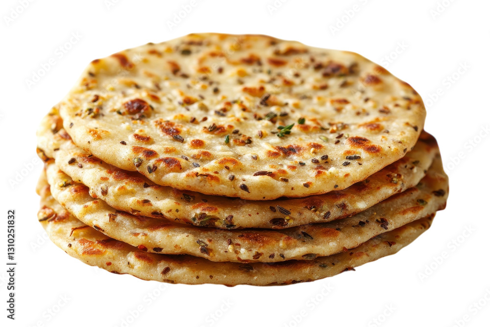 Freshly baked flatbreads stacked high on a clean surface ready for serving at a family gathering or celebration Freshly baked flatbreads stacked high on a clean surface ready for serving at a family gathering or celebration