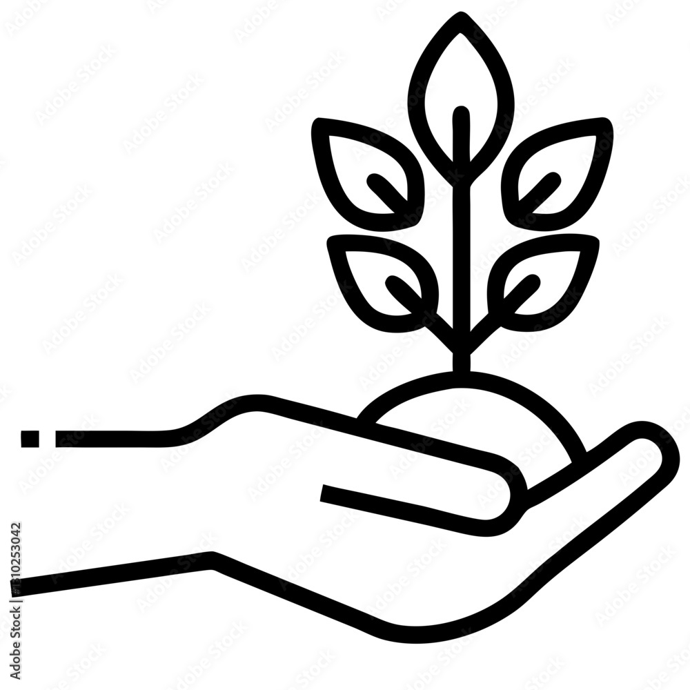 Hand holding a growing plant symbolizing care, growth, and sustainability Hand holding a growing plant symbolizing care, growth, and sustainability