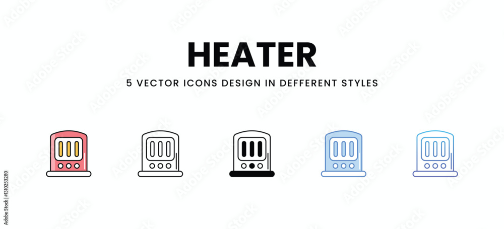 Heater vector icons set stock illustration. Heater vector icons set stock illustration.