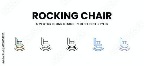 Rocking Chair vector icons set stock illustration.