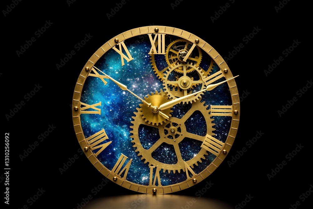 Fototapeta premium Unique clock design featuring planets and cosmic theme with detailed planetary representations