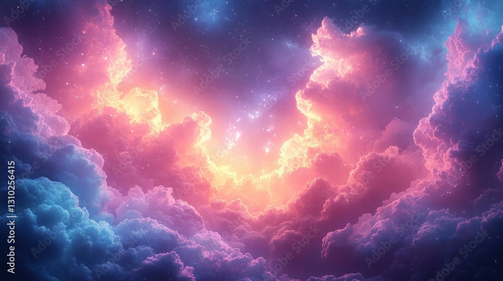 Dreamlike cloudscape glowing pastel hues starry night Dreamlike cloudscape glowing pastel hues starry night