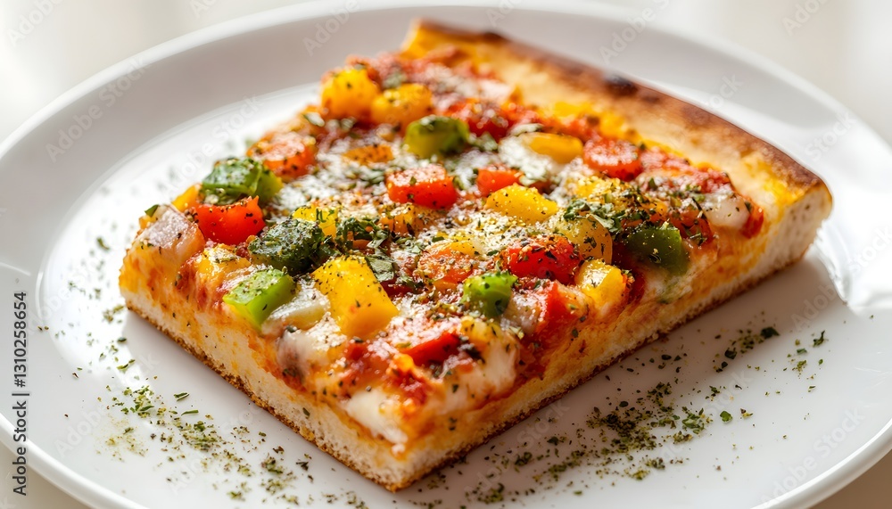A Delicious Slice Of Vegetable Pizza On A Plate A Delicious Slice Of Vegetable Pizza On A Plate