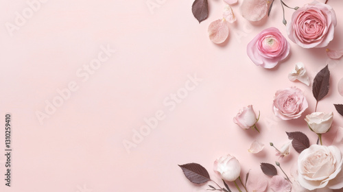 Soft pink flowers on light bg