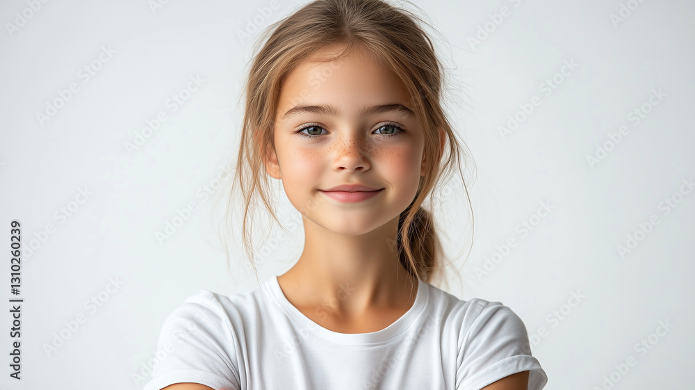 active cheerful girl posing on a white background active cheerful girl posing on a white background